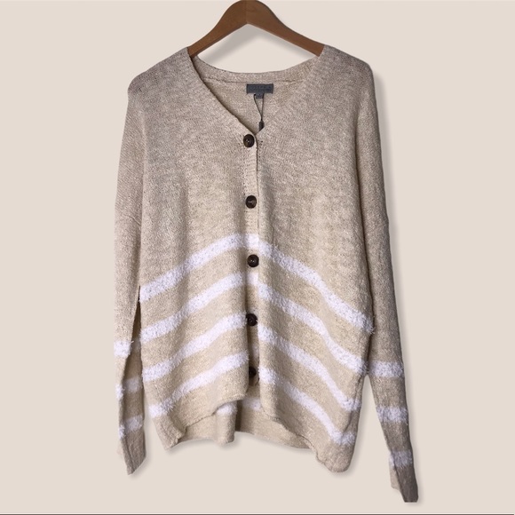 Joseph A striped Button Cardigan Sweater - Picture 4 of 7